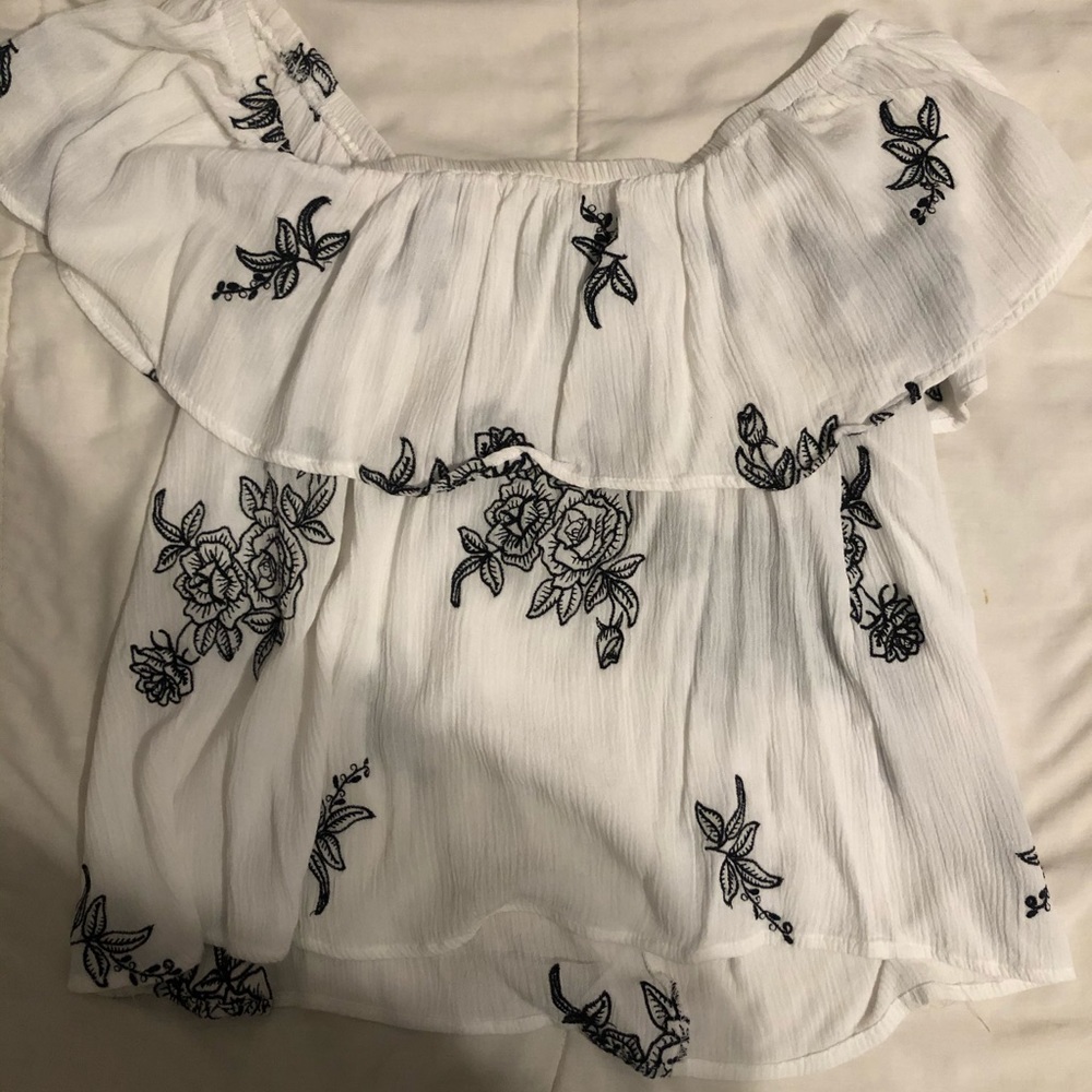 white off the shoulder shirt